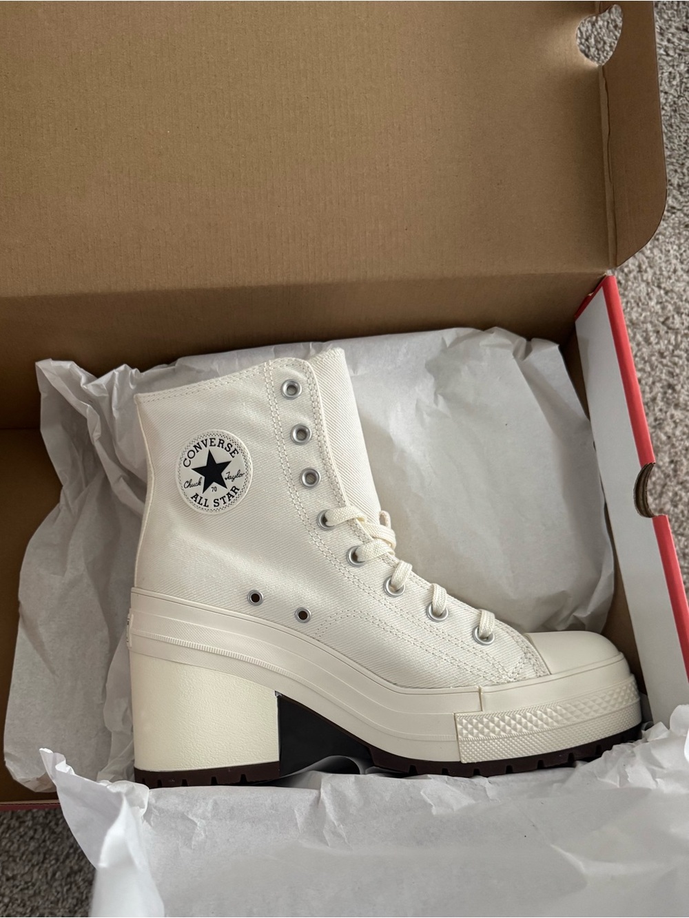 Converse Cream Platform High-Top Heeled Boot